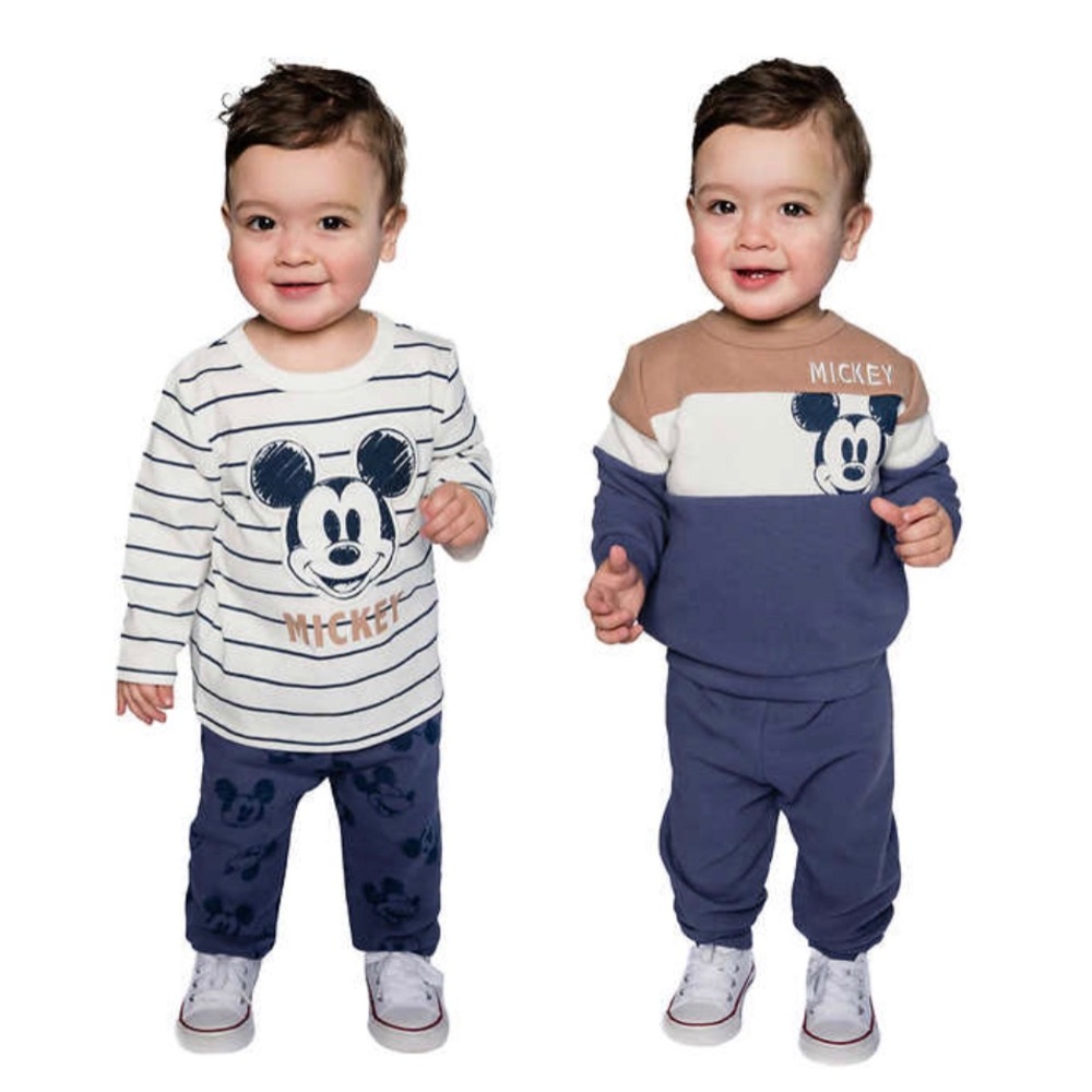 Disney Baby Mickey Mouse 4 Piece Set, Blue/White